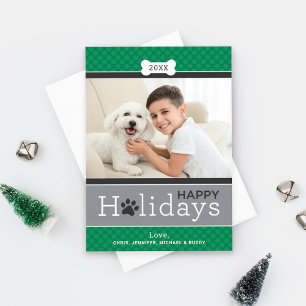 Moderne Green Puppy Dog Theme Happy Holidays Feiertagskarte