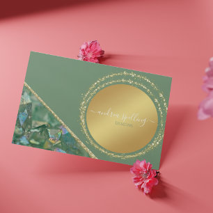 Moderne Green und Gold Crystal Business Cards Visitenkarte
