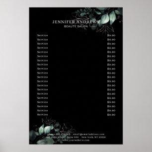 Moderne, Greenery Black Poster