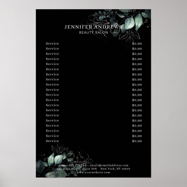 Moderne, Greenery Black Poster (Vorne)