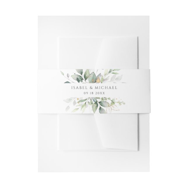 Moderne Greenery Gold Leaf Wedding Einladungsbanderole (Vorderseite Beispiel)