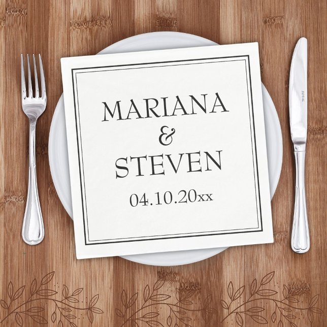 Moderne Grenzregionen Minimalistisch Schwarz-Weiß- Serviette (Von Creator hochgeladen)