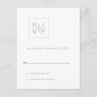 Moderne Grid Aqua Wedding RSVP Card Karte