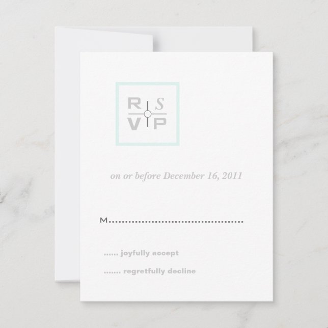 Moderne Grid Aqua Wedding RSVP Card Karte (Vorderseite)