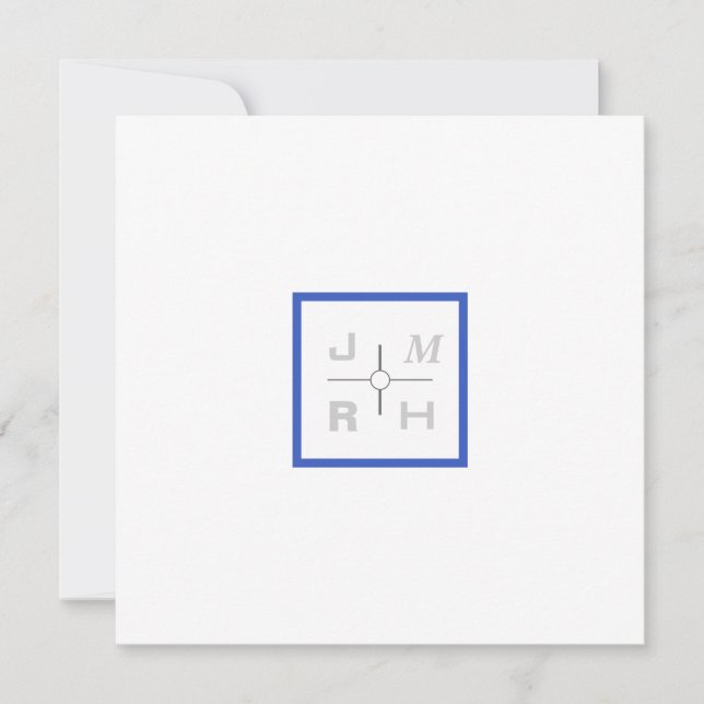 Moderne Grid Blue Wedding Einladung (Vorderseite)