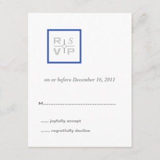 Moderne Grid Blue Wedding Einladung RSVP Card