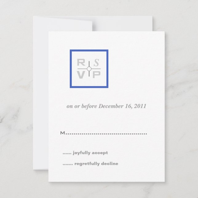 Moderne Grid Blue Wedding Einladung RSVP Card (Vorderseite)
