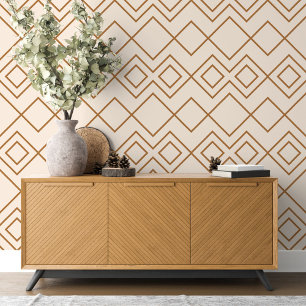 Moderne Griechen Ivory Rust Tan Brown Square Art Tapete