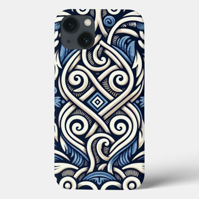Moderne griechisch-blaue Muster Case-Mate iPhone Hülle (Rückseite)