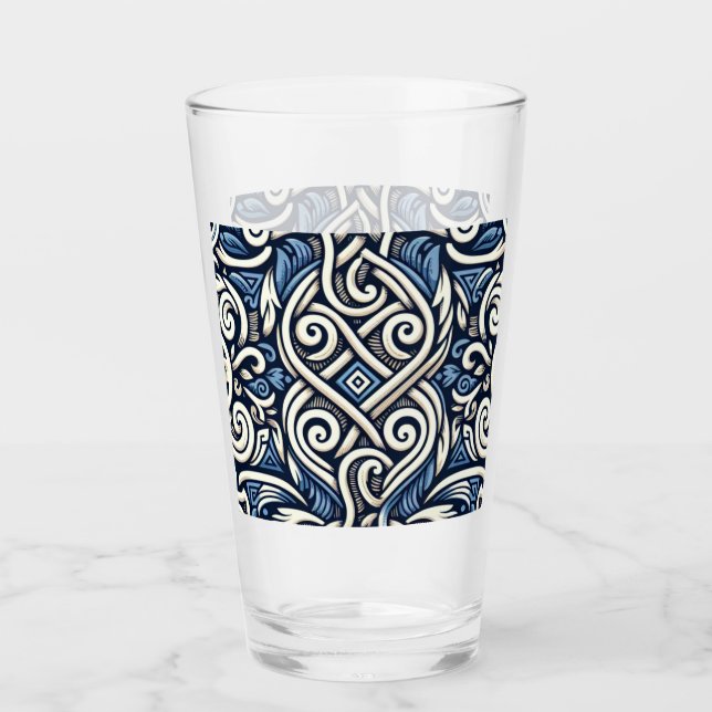 Moderne griechisch-blaue Muster Glas (Vorderseite)