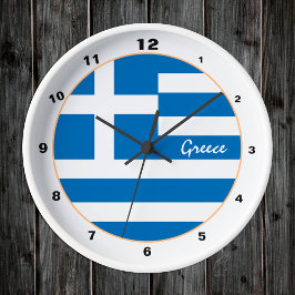 Moderne griechische Flagge, trendige griechische Z Runde Wanduhr