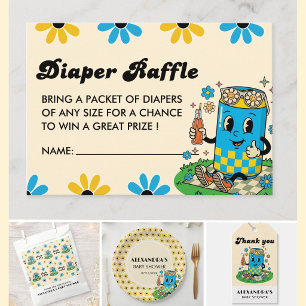 Moderne Groovy Daisy Blau Gelb Sie ist bereit zu P Begleitkarte