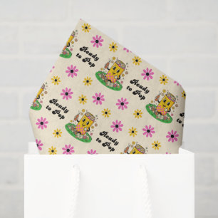 Moderne Groovy Daisy Pink Gelb Sie ist bereit zu p Seidenpapier
