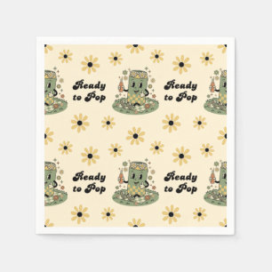 Moderne Groovy Daisy Salbei Grün Sie ist bereit zu Serviette