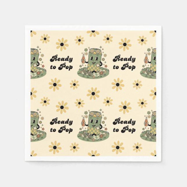 Moderne Groovy Daisy Salbei Grün Sie ist bereit zu Serviette (Vorderseite)