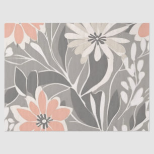 Moderne Groovy Retro Coral Pink Gray Blume Seidenpapier