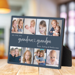 Moderne Großeltern-Foto-Collage Herz-Schrift Fotoplatte