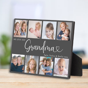 Moderne Großmutter-Foto-Collage Herz Schrift Fotoplatte