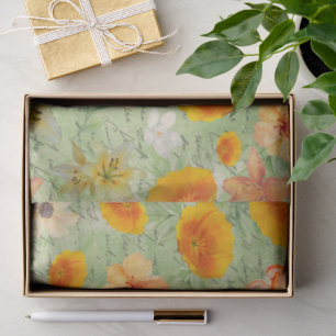 Moderne grün-gelbe Blumenmuster entmutigen Seidenpapier