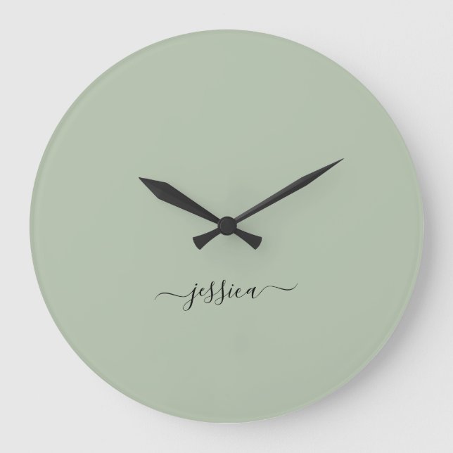 Moderne, grün geschriebene Bezeichnung große Uhr (Vorderseite)