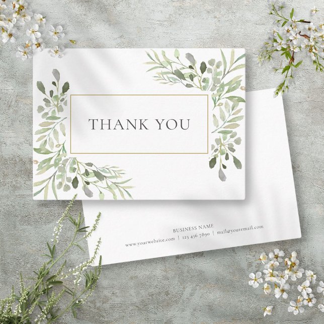 Moderne Grünanlage Blumengeschäft Vielen Dank Empfehlungskarte (Modern Greenery Floral Business Thank You Referral Card)