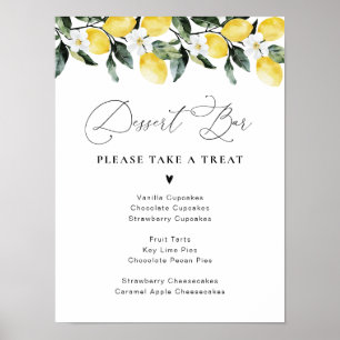 Moderne Grünanlage Lemon Floral Dessert Bar Poster