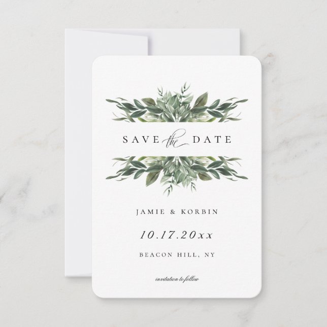 Moderne Grünanlagen Save the Date Ankündigung (Vorderseite)