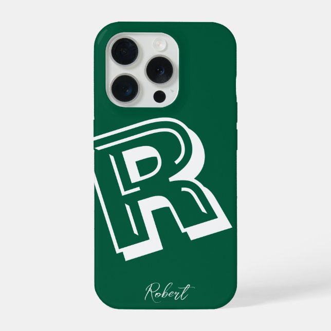 Moderne grüne Anfangsbuchstabe-minimale Case-Mate- iPhone Hülle (Rückseite)
