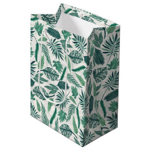 Moderne grüne Aquamarine tropische Blätter Design Mittlere Geschenktüte