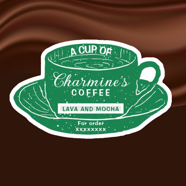 Moderne grüne Aufkleber für Kaffeetassen (Von Creator hochgeladen)