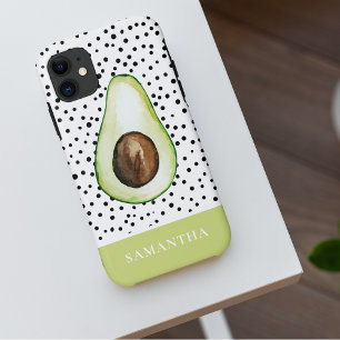 Moderne grüne Avocado personalisierter Name  Case-Mate iPhone Hülle