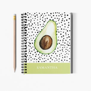 Moderne grüne Avocado personalisierter Name Notizbuch
