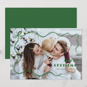 Moderne grüne Band-Familienfoto Frohe Weihnachten
