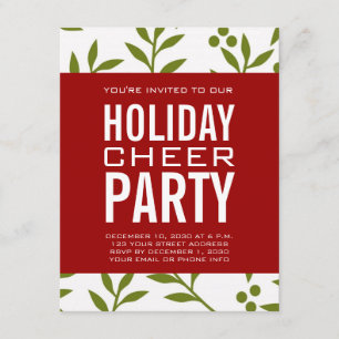 Moderne Grüne Berries Typografie Holiday Party Einladung