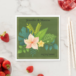 Moderne grüne Blätter Blumenzettel Napkin Serviette