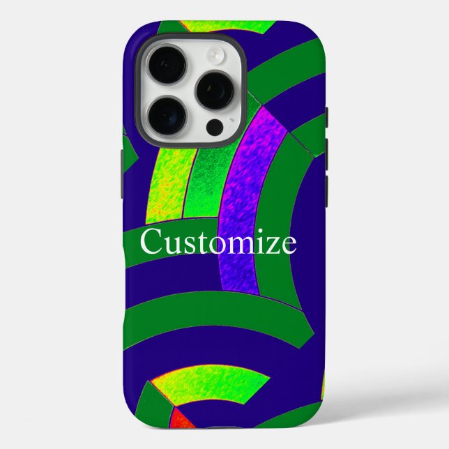 Moderne, grüne/blaue Chevronen Case-Mate iPhone Hülle (Rückseite)