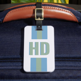 Moderne grüne blaue gestreifte Shadow Monogram fem Gepäckanhänger