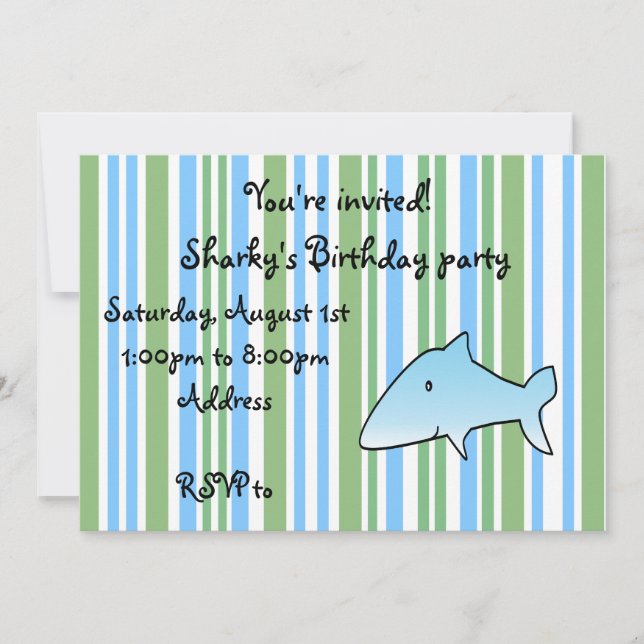 Moderne, grüne, blaue und weiße Streifen mit niedl Einladung (Vorderseite)