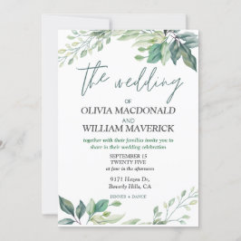 Moderne grüne Blume Einfache Hochzeitseinladung Einladung