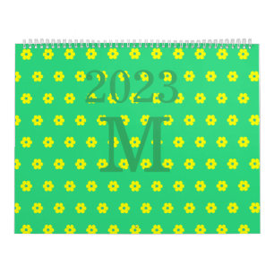 Moderne grüne Blumen-Margeriten-Muster Kalender
