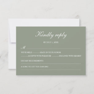 Moderne grüne Boho-Hochzeit einfach elegant RSVP Karte