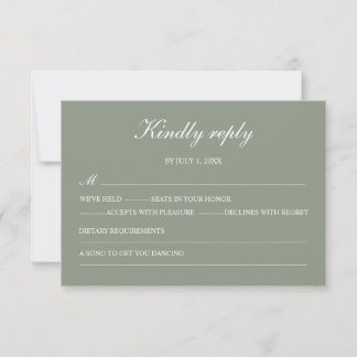 Moderne grüne Boho-Hochzeit einfach elegant RSVP Karte