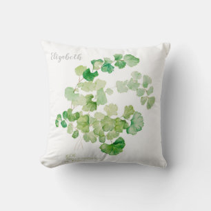 Moderne grüne botanische Aquarellmalerei Kissen