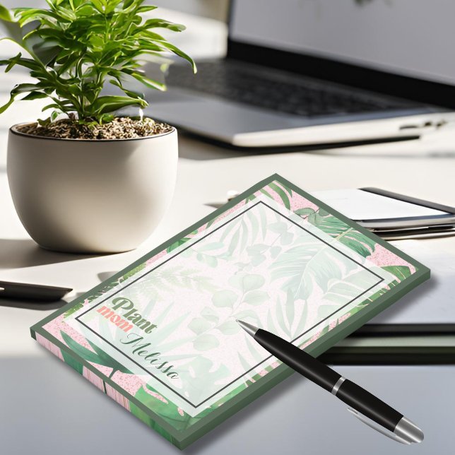 Moderne grüne botanische Blätter Pflanze Mama Post-it Klebezettel (Von Creator hochgeladen)