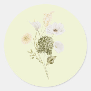Moderne Grüne Botanische Florale Hochzeitsaufklebe Runder Aufkleber