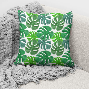 Moderne grüne botanische Palmwedel Kissen