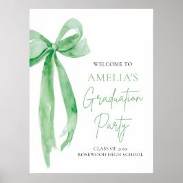 Moderne Grüne Bow Coquette Graduation Party Willko Poster