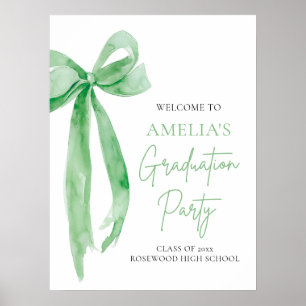 Moderne Grüne Bow Coquette Graduation Party Willko Poster
