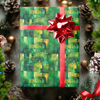 Moderne, grüne, digital Inspiriert, kundenspezifis Geschenkpapier