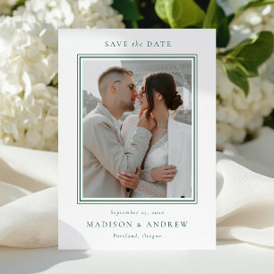 Moderne grüne doppelte Umrandung 2 Foto-Hochzeit Save The Date